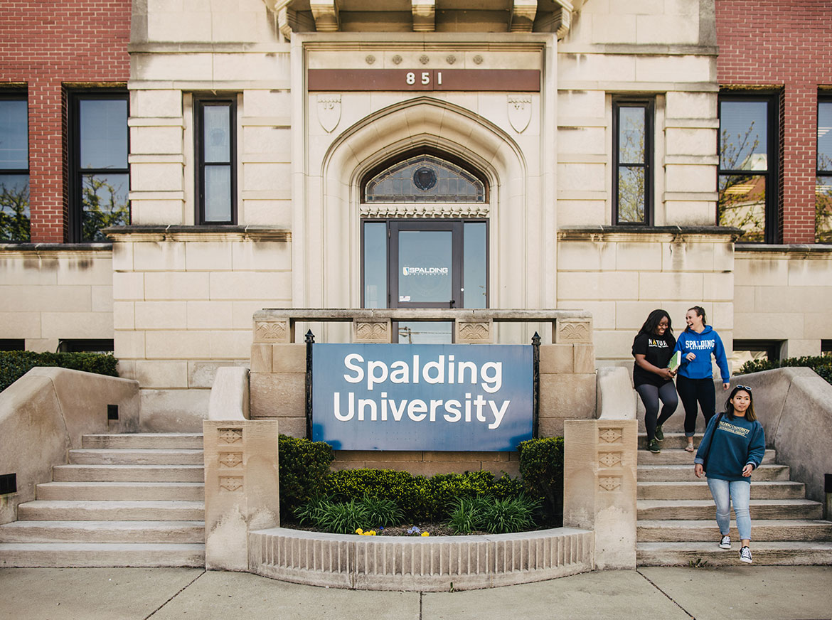 Spalding Advacement Staff outside on campus